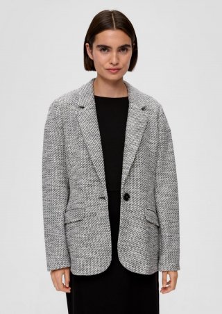 s.Oliver Bouclé-Blazer aus Baumwollmix - schwarz