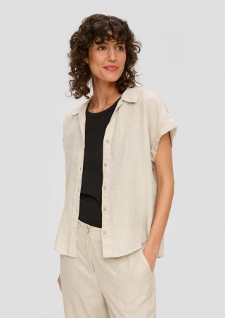 s.Oliver Kurzarmbluse aus Leinen - beige