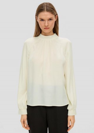 s.Oliver Hochgeschlossene Bluse aus Lyocell - creme