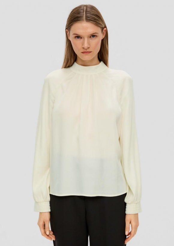 s.Oliver Hochgeschlossene Bluse aus Lyocell - creme