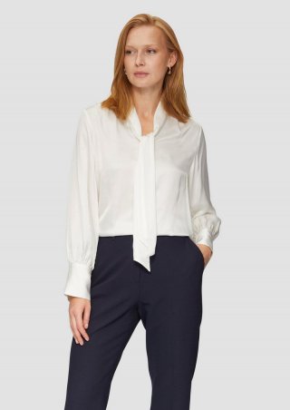 s.Oliver Satinbluse mit Schluppe - ecru