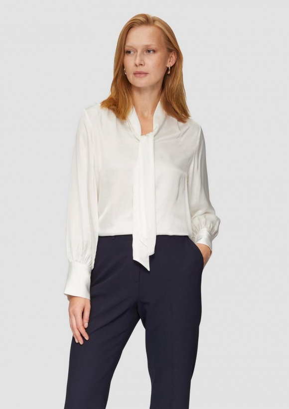 s.Oliver Satinbluse mit Schluppe - ecru