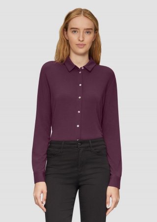 s.Oliver Jerseybluse mit Perlmutt-Knopfleiste - lila