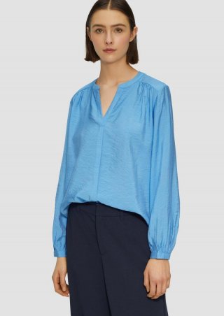 s.Oliver Bluse aus Viskosemix mit Raffung - royalblau