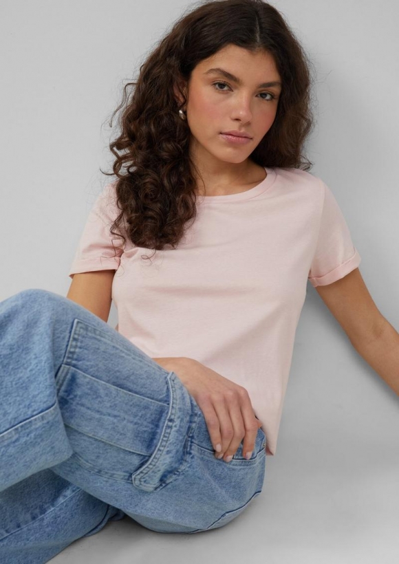 s.Oliver Baumwollshirt mit Rundhalsausschnitt - zartrosa