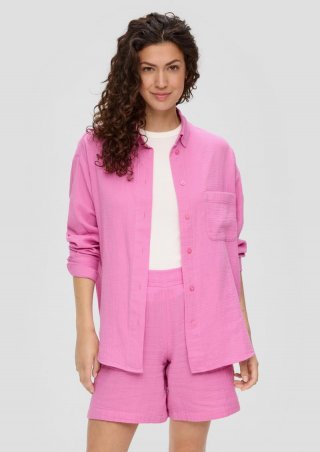 s.Oliver Relaxed-Fit-Hemdbluse mit Musterstruktur - rosa