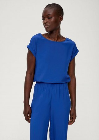 s.Oliver Viskosebluse mit Rückenausschnitt - royalblau