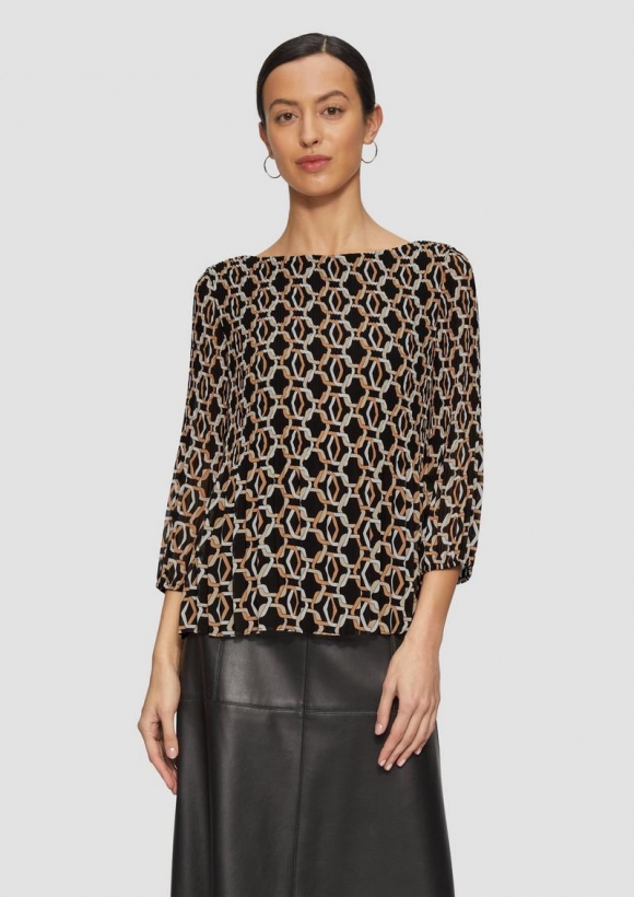 s.Oliver Chiffonbluse mit 3/4-Arm - schwarz