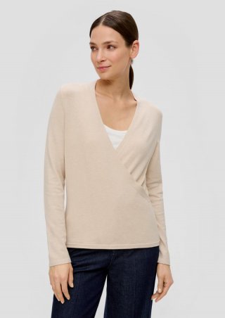 s.Oliver Strickpullover in Wickel-Optik - beige