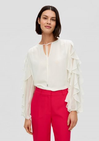 s.Oliver Chiffonbluse mit Rüschen-Ärmeln - creme
