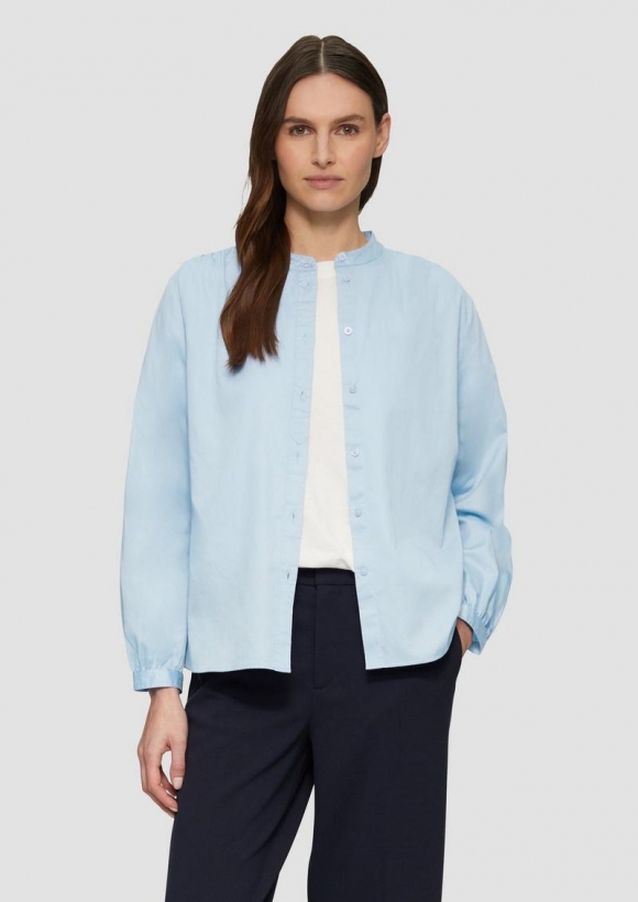 s.Oliver Satinbluse mit Raffungen - hellblau