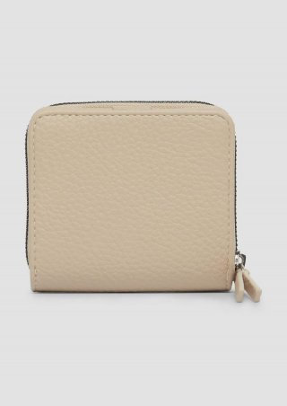 s.Oliver Handliches Portemonnaie mit Reißverschluss und Strukturmuster - beige