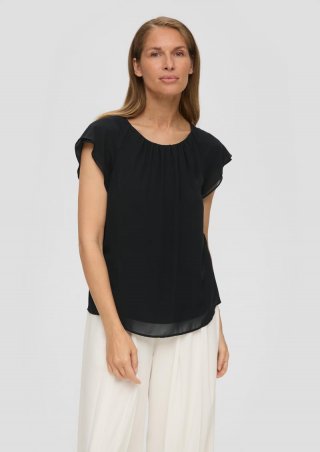 s.Oliver Chiffon-Bluse mit Double-Layer Ärmeln - schwarz