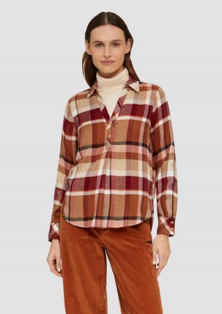 s.Oliver Karierte Bluse mit Hemdkragen - rot