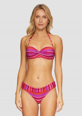 s.Oliver Bügel-Bandeau-Bikinitop mit Streifen - fuchsia