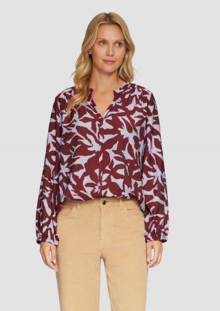 s.Oliver Strukturierte Viskose-Bluse mit All-over-Print - rubinrot