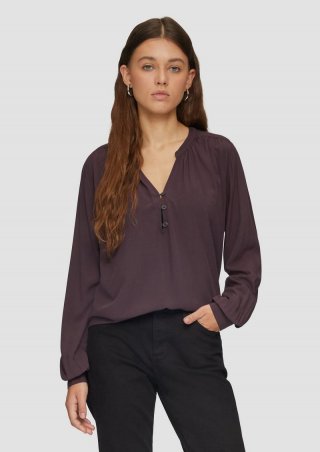 s.Oliver Fließende Viskose-Bluse mit Raffung - aubergine