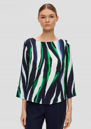 s.Oliver Bluse mit seitlich geschlitztem Saum - navy