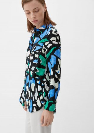 s.Oliver Longbluse aus Viskosemix - schwarz