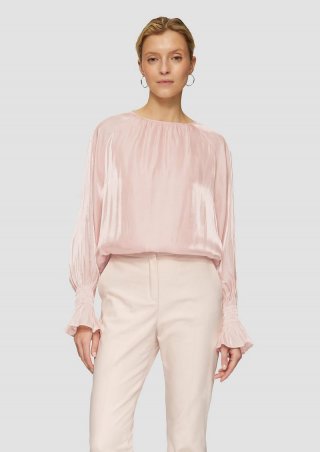 s.Oliver Glänzende Viskose-Bluse mit Volantärmeln - perlmuttrosa