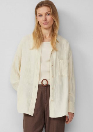 s.Oliver Oversized Bluse aus Musselin - helles beige