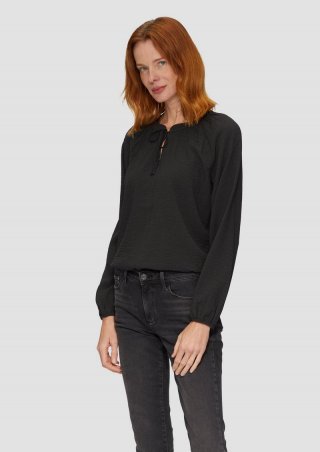 s.Oliver Strukturierte Bluse mit Raffdetails - schwarz