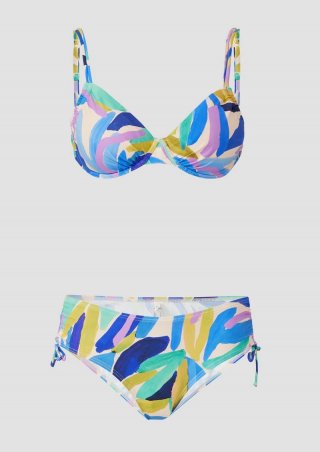 s.Oliver Bikini mit Bügel-Top und abstraktem Muster - beige