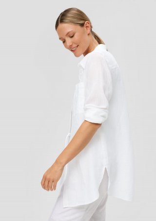 s.Oliver Lange Bluse aus Leinen - weiß