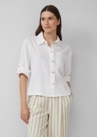 s.Oliver Hemdbluse aus Leinenmix - weiß