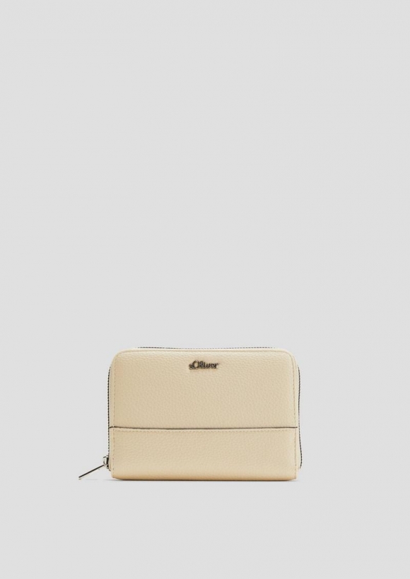 s.Oliver Portemonnaie in Leder-Optik mit Logo-Detail - beige