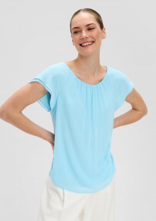 s.Oliver Chiffon-Bluse mit Double-Layer Ärmeln - arktisblau