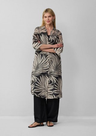 s.Oliver Semitransparente Longbluse mit All-over-Print - schwarz
