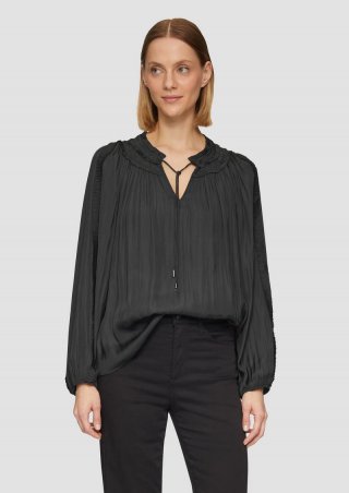 s.Oliver Tunika-Bluse mit Rüschen-Details - schwarz