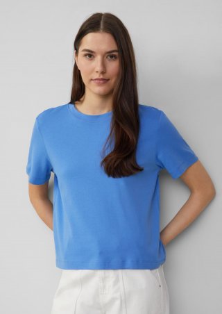 s.Oliver Verkürztes T-Shirt aus Interlockjersey - blau