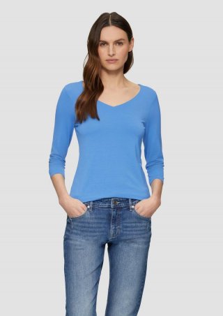 s.Oliver T-Shirt aus Lyocell im Slim Fit mit 3/4-Ärmeln - royalblau