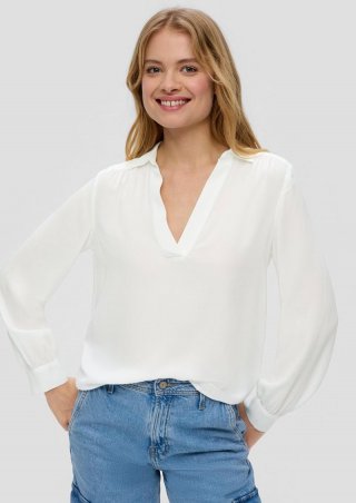 s.Oliver Viskosebluse mit V-Ausschnitt - creme