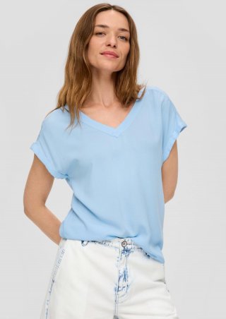 s.Oliver Viskosebluse im Relaxed Fit mit Cut-out-Detail - himmelblau