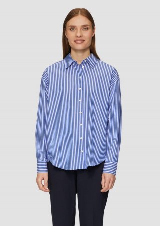 s.Oliver Streifenbluse mit Hemdkragen im Relaxed Fit - royalblau