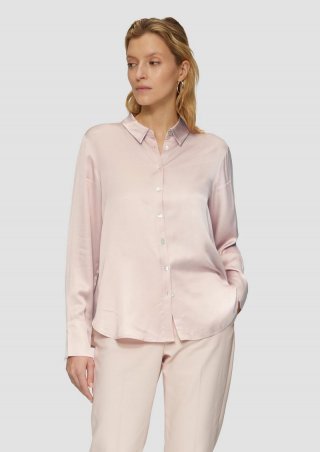 s.Oliver Satinierte Longbluse mit Falten-Details - perlmuttrosa