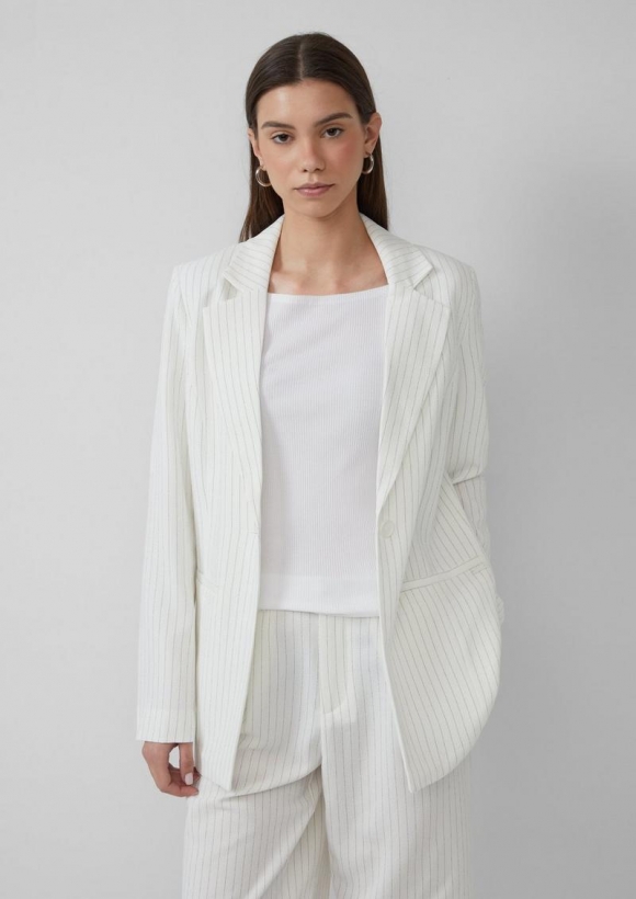s.Oliver Nadelstreifen-Blazer - wollweiß