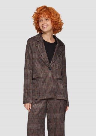 s.Oliver Karierter Blazer aus Viskosemix - braun