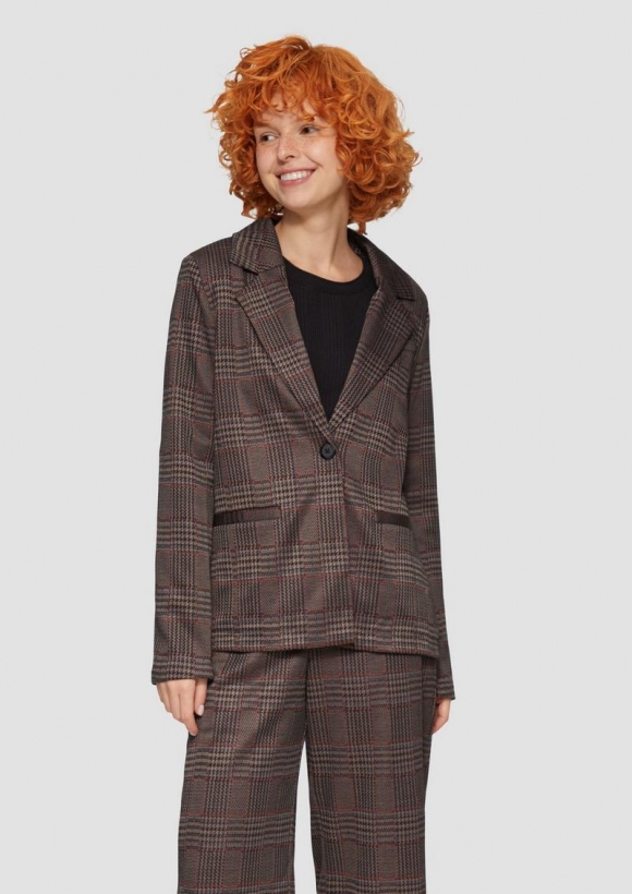s.Oliver Karierter Blazer aus Viskosemix - braun