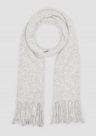 s.Oliver Gestrickter Schal mit Fransen - grau meliert