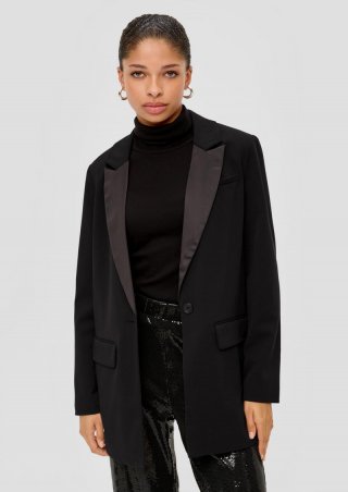 s.Oliver Blazer mit Satin-Kragen - schwarz