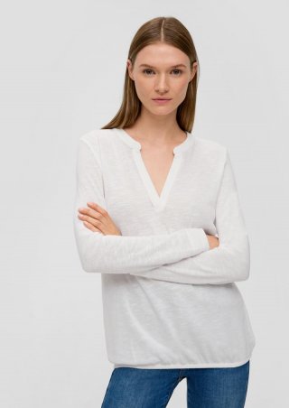 s.Oliver Longsleeve mit Flammgarnstruktur - creme