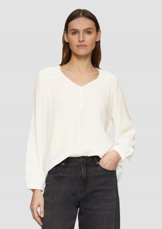 s.Oliver Strukturierte Bluse aus Viskosemix mit Smok-Details - creme