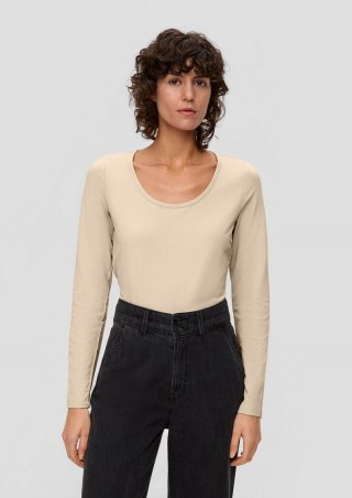 s.Oliver Longsleeve aus Baumwolljersey - sandfarben