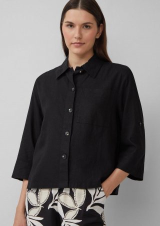 s.Oliver Hemdbluse aus Leinenmix - schwarz