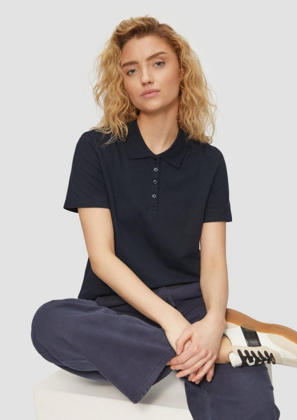 s.Oliver Piqué-Poloshirt aus Baumwollmix - navy