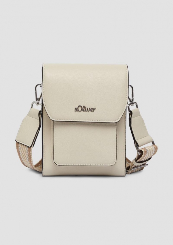 s.Oliver Handliche Mini-Bag mit Smartphone-Fach und Magnetverschluss - helles beige